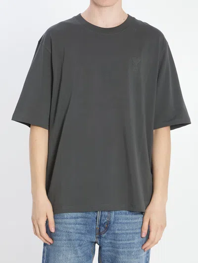 Ami Alexandre Mattiussi Ami Paris Men Ami De Coeur T-shirt In Gray