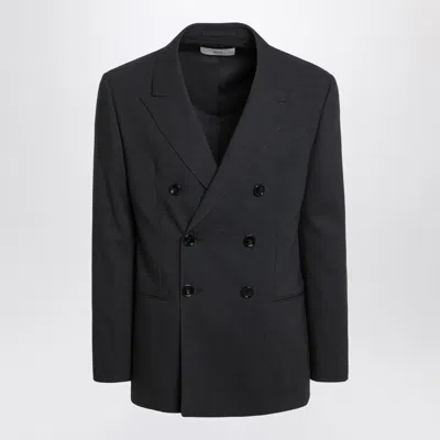 AMI ALEXANDRE MATTIUSSI AMI PARIS  ANTHRACITE GREY DOUBLE-BREASTED WOOL JACKET