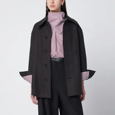 Ami Alexandre Mattiussi Anthracite Grey Wool Shirt With Pockets In Gray