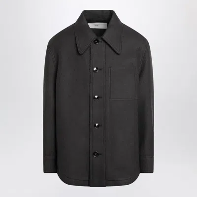 AMI ALEXANDRE MATTIUSSI AMI PARIS ANTHRACITE GREY WOOL SHIRT WITH POCKETS MEN