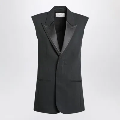 AMI ALEXANDRE MATTIUSSI AMI PARIS  ANTHRACITE GREY WOOL VEST