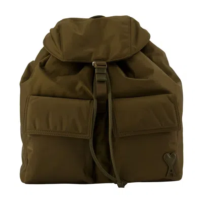 Ami Alexandre Mattiussi Ami Paris Backpack In Khaki