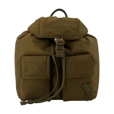Ami Alexandre Mattiussi Ami Paris Backpack In Khaki