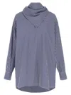 Ami Alexandre Mattiussi Ami Paris Blue Striped Poplin Shirt With Scarf Women In Gray