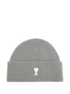 Ami Alexandre Mattiussi Grey Alpaca Striped Ami De Coeur Beanie Grey In Gray