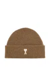 Ami Alexandre Mattiussi Brown Alpaca Striped Ami De Coeur Beanie Brown In Brown