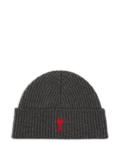 Ami Alexandre Mattiussi Ami Paris Beanie In Charcoal Grey