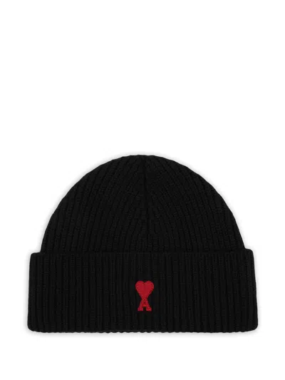Ami Alexandre Mattiussi Ami Paris Beanie Hat In Black