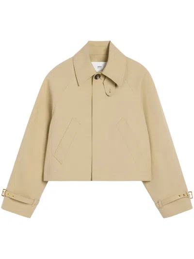 Ami Alexandre Mattiussi Ami Paris Beige Jacket With Golden Details In Ginembcndr