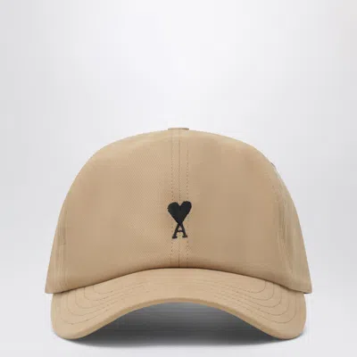 Ami Alexandre Mattiussi Ami Paris Beige Mini Heart Baseball Cap In Neutral