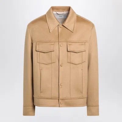 Ami Alexandre Mattiussi Ami Paris Beige Wool Trucker Jacket Men In Brown