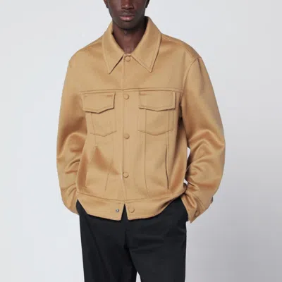Ami Alexandre Mattiussi Beige Wool Trucker Jacket In Sand