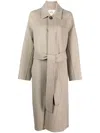 Ami Alexandre Mattiussi Long Belted Coat In Gray