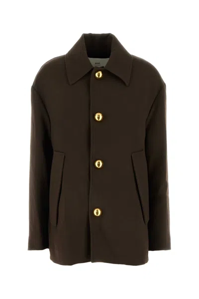 Ami Alexandre Mattiussi Ami Paris Belted Jacket In Brown