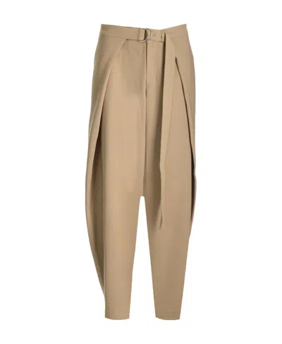 Ami Alexandre Mattiussi Ami Paris Belted Wide Leg Pants In Nude
