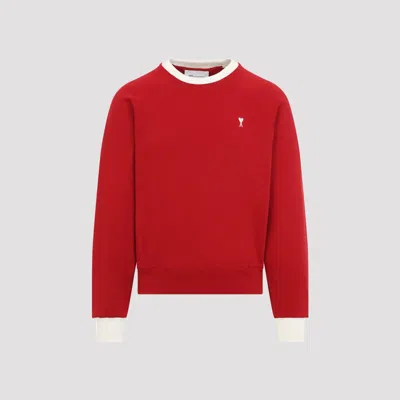 Ami Alexandre Mattiussi Ami Paris Bicolor Cotton Pullover Sweatshirt For Men In Red
