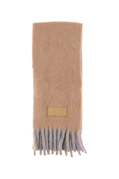 Ami Alexandre Mattiussi Ami Paris Bicolor Double Face Scarf In Brown