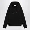 Ami Alexandre Mattiussi Ami Black Cotton Hoodie With Embroidered Logo And Functional Pockets In Black