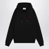 Ami Alexandre Mattiussi Ami Black Cotton Hoodie With Embroidered Logo And Functional Pockets In Black