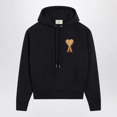 AMI ALEXANDRE MATTIUSSI AMI PARIS  BLACK AMI DE COEUR HOODIE