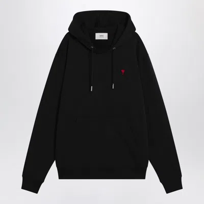 AMI ALEXANDRE MATTIUSSI AMI PARIS BLACK AMI DE COEUR HOODIE MEN