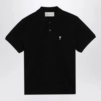 Ami Alexandre Mattiussi Black Polo Shirt With Ami De Coeur Logo Embroidered On The Front In Cotton Man In Multi