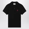 Ami Alexandre Mattiussi Ami Paris Ami Paris De Coeur Cotton Plo Shirt In Black