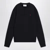 Ami Alexandre Mattiussi Ami Paris Ami De Coeur Logo Embossed Crewneck Sweatshirt In Black