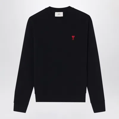 Ami Alexandre Mattiussi Ami Paris Classic Fit Ami De Coeur Organic Cotton Jersey Long-sleeve T-shirt In Black