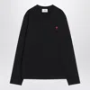 Ami Alexandre Mattiussi Ami Paris Logo-embroidered Stretch-cotton Sweatshirt In Black