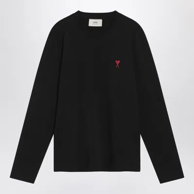 Ami Alexandre Mattiussi Ami Paris Black Ami De Coeur T Shirt