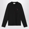 Ami Alexandre Mattiussi Ami Paris Logo-embroidered Stretch-cotton Sweatshirt In Black