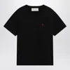 Ami Alexandre Mattiussi Ami Paris Men Black T-shirt With Ami De Coeur Embroidery On The Front In Cotton Man In Black