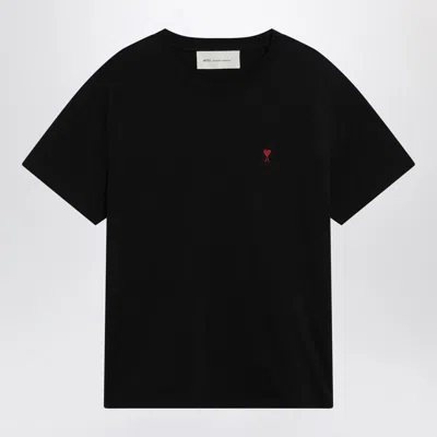 Ami Alexandre Mattiussi Ami Paris Men Black T-shirt With Ami De Coeur Embroidery On The Front In Cotton Man