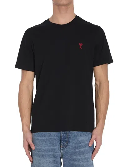 Ami Alexandre Mattiussi Ami Paris Black Ami De Coeur Tshirt