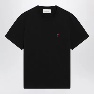 Ami Alexandre Mattiussi Ami Paris Black Ami De Coeur T-shirt
