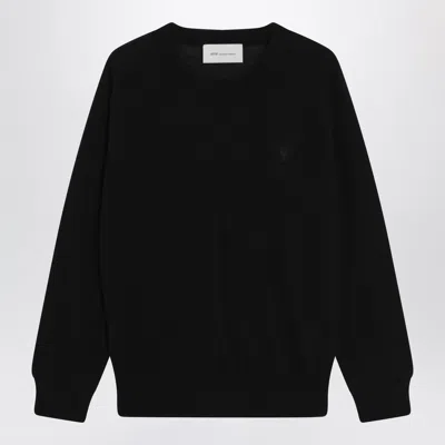 Ami Alexandre Mattiussi Ami Paris Black Ami De Coeur Wool Sweater By Ami Paris