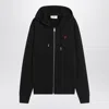 Ami Alexandre Mattiussi Zip-up Hoodie With Kangaroo Pocket And Drawstring Hood In Black