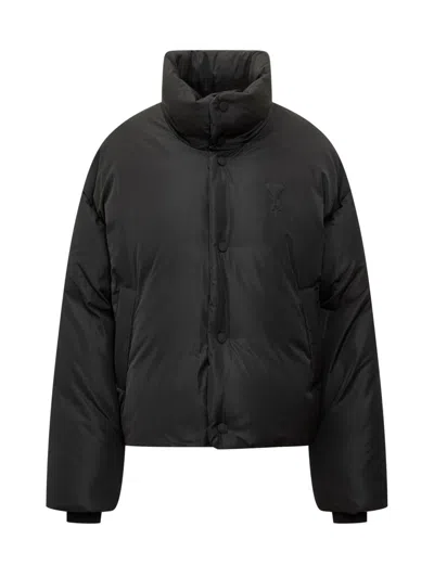 Ami Alexandre Mattiussi Ami Paris Black Ami Paris Down Jacket With Heart Logo