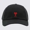 Ami Alexandre Mattiussi Ami Paris Black And Red Cotton Ami Paris De Coeur Baseball Cap