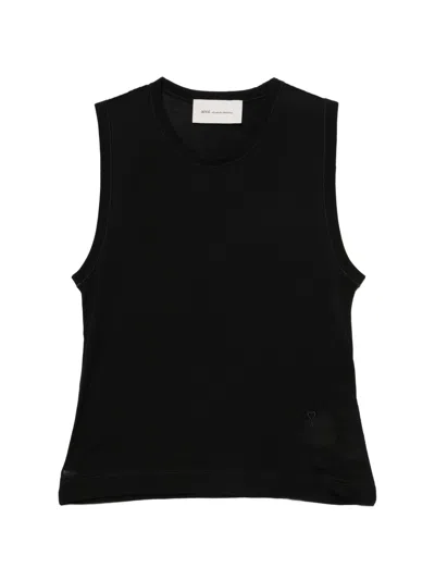 Ami Alexandre Mattiussi Ami Paris Black Cotton Ami Coeur Tank Top