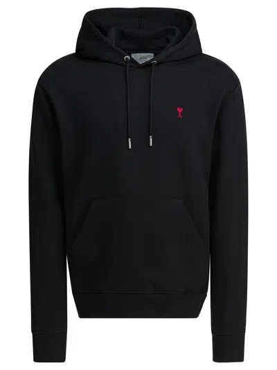 Ami Alexandre Mattiussi Ami De Coeur Hooded Sweatshirt In Black