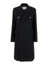 Ami Alexandre Mattiussi Ami Paris Black Double-breasted Coat With Peak Revers In Wool Woman In Multicolor
