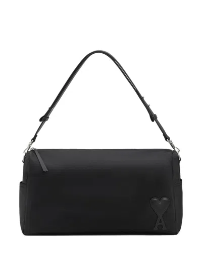 Ami Alexandre Mattiussi Ami Paris Marcel Large Nylon Shoulder Bag In Black