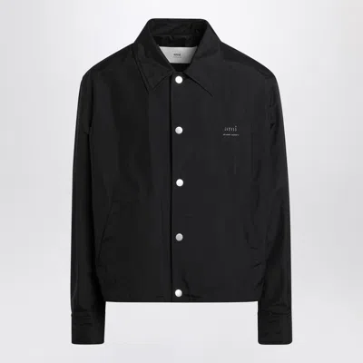Ami Alexandre Mattiussi Ami Paris Black Nylon Shirt Jacket With Logo Men