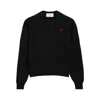 Ami Alexandre Mattiussi Ami Paris Ami De Coeur Wool Crewneck Sweater In Black