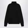 Ami Alexandre Mattiussi Ami Paris Ami De Coeur Merino Wool Turtleneck Sweater In Black