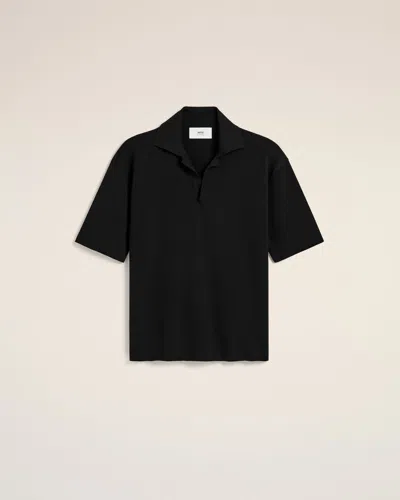 Ami Alexandre Mattiussi Ami Paris Black Viscose Blend Oversize Polo Shirt