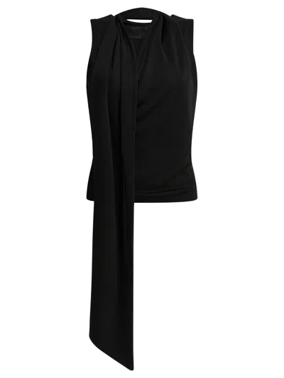 Ami Alexandre Mattiussi Sleeveless Top Asymmetric Hem Draped Detail In Black