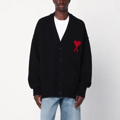 Ami Alexandre Mattiussi Black Wool Ami De Coeur Cardigan